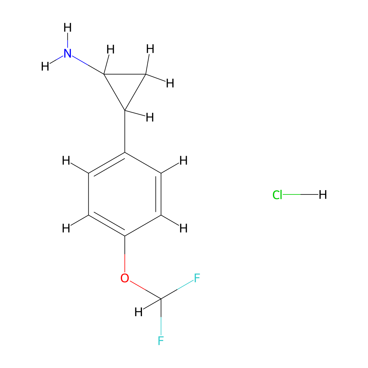 2-[4-(Difluoromethoxy)phenyl]cyclopropan-1-amine hydrochloride molecular structure, CAS 1308650-21-6