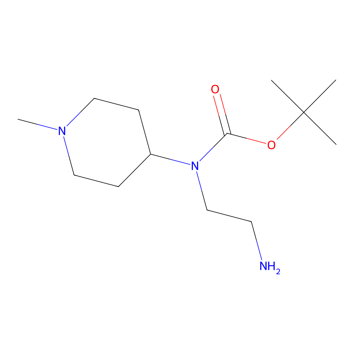 tert-butyl N-(2-aminoethyl)-N-(1-methylpiperidin-4-yl)carbamate molecular structure, CAS 1308650-27-2