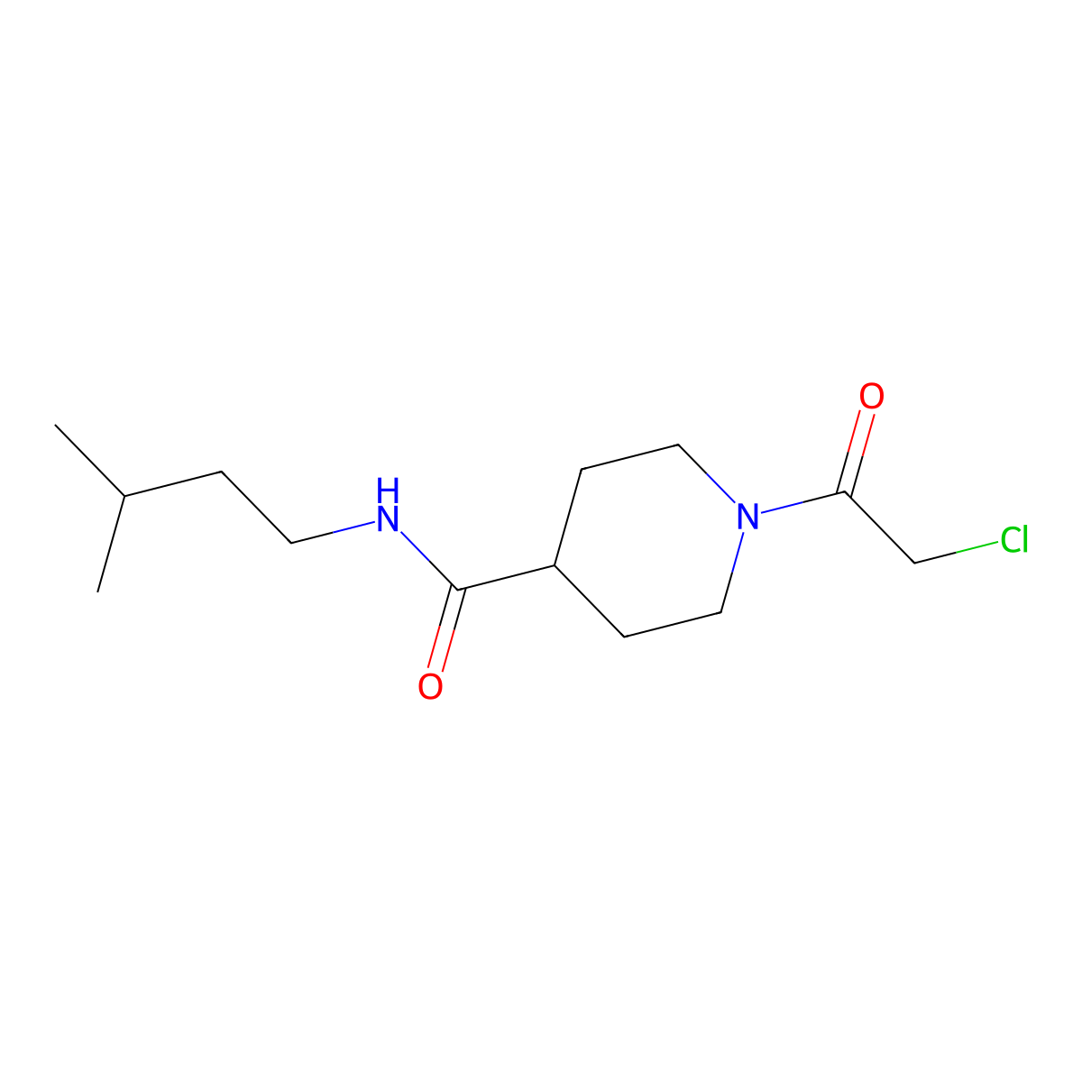 1-(2-chloroacetyl)-N-(3-methylbutyl)piperidine-4-carboxamide molecular structure, CAS 1308650-28-3