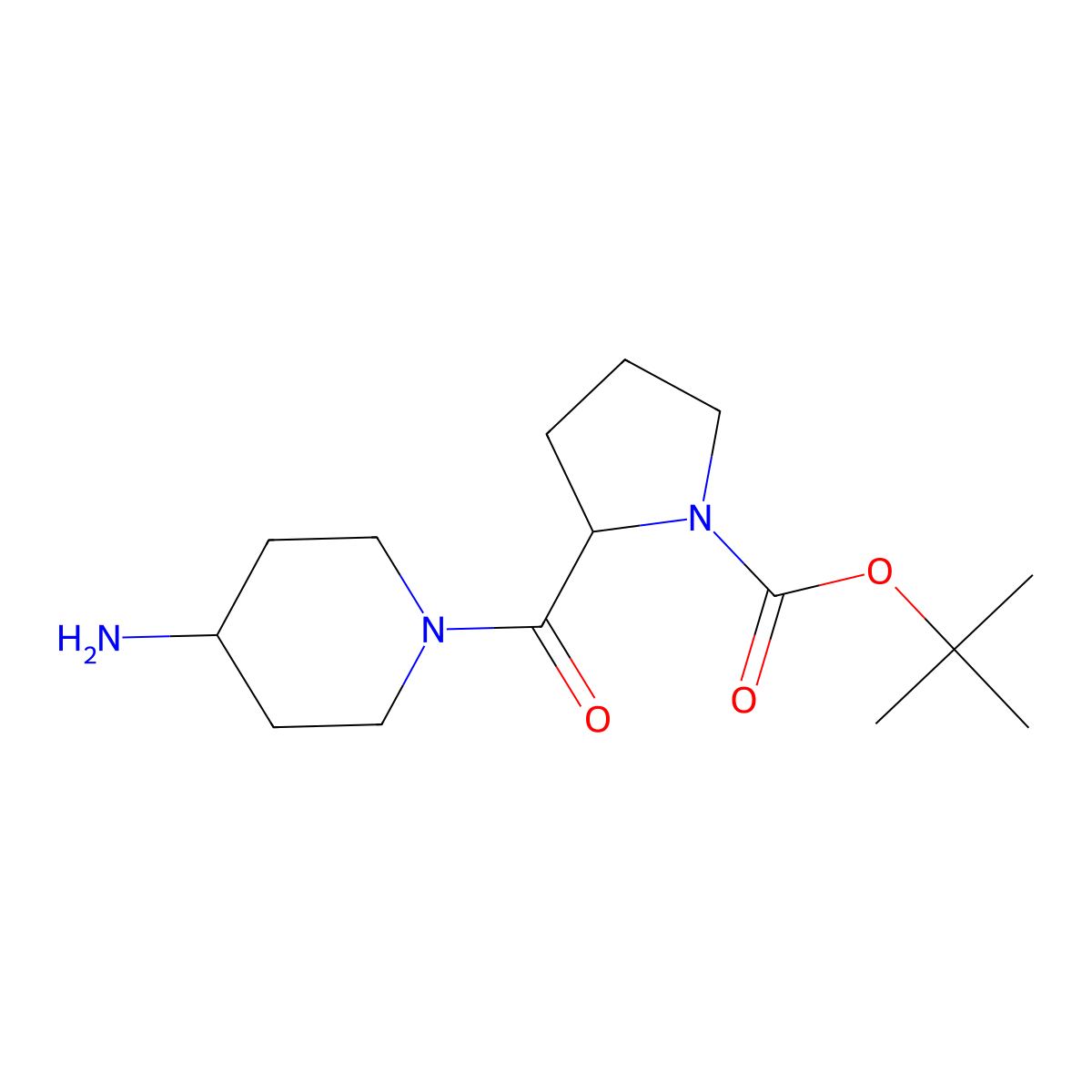 tert-butyl (2S)-2-(4-aminopiperidine-1-carbonyl)pyrrolidine-1-carboxylate molecular structure, CAS 1308650-29-4
