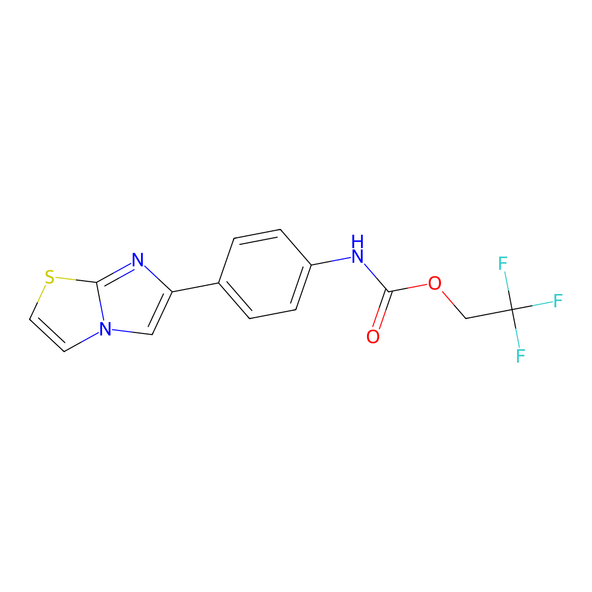 2,2,2-trifluoroethyl N-(4-{imidazo[2,1-b][1,3]thiazol-6-yl}phenyl)carbamate molecular structure, CAS 1308650-30-7
