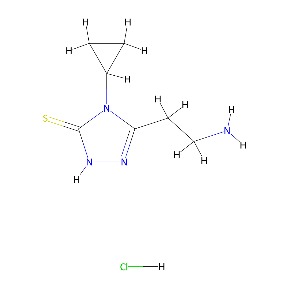 5-(2-aminoethyl)-4-cyclopropyl-4H-1,2,4-triazole-3-thiol hydrochloride molecular structure, CAS 1308650-33-0