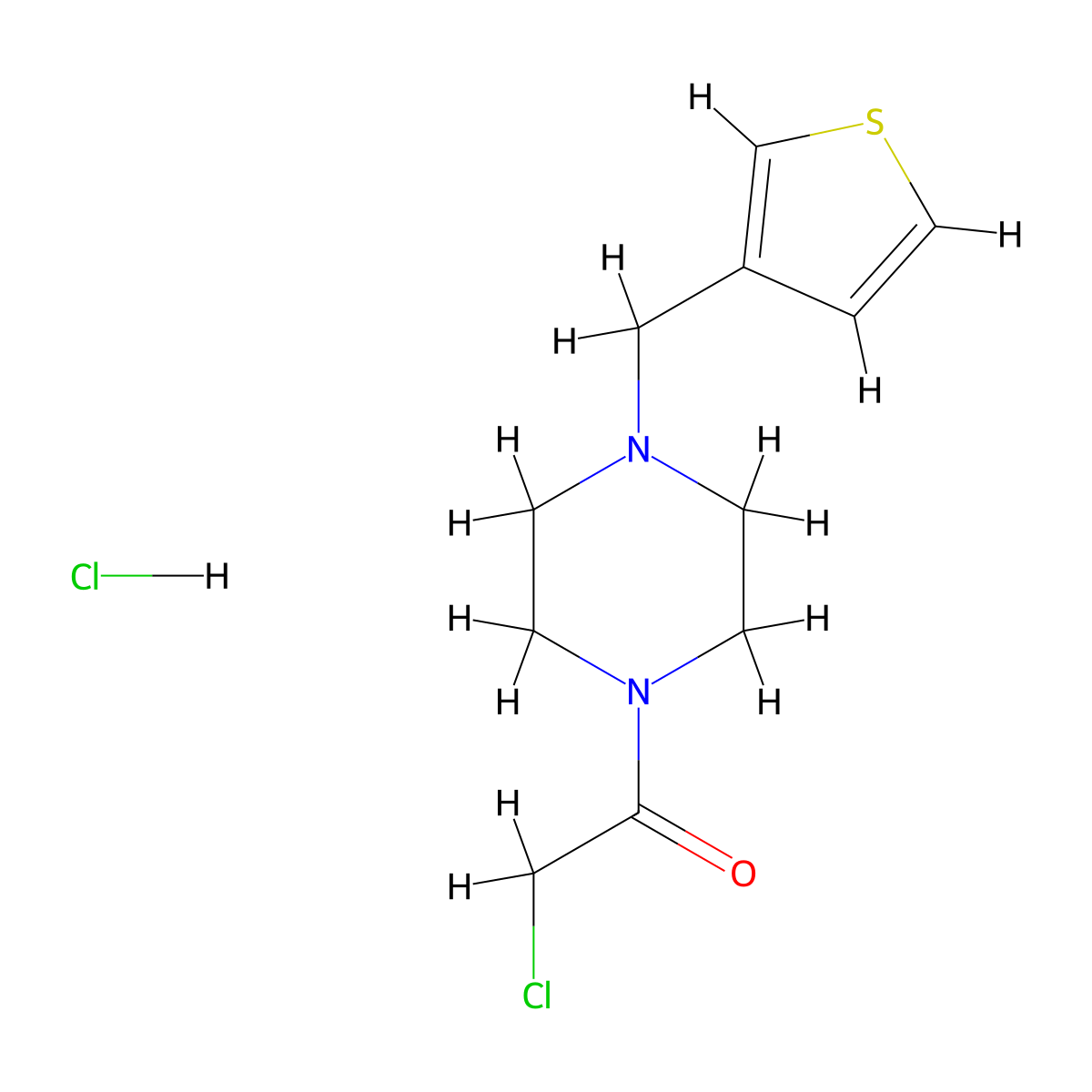2-Chloro-1-[4-(thiophen-3-ylmethyl)piperazin-1-yl]ethan-1-one hydrochloride molecular structure, CAS 1308650-36-3