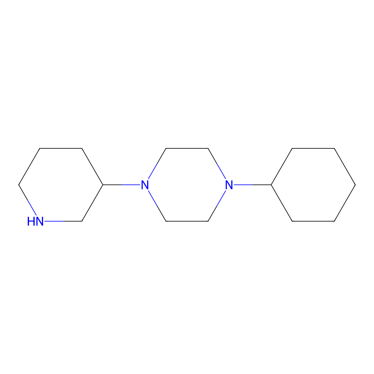 1-Cyclohexyl-4-(piperidin-3-yl)piperazine molecular structure, CAS 1308650-37-4