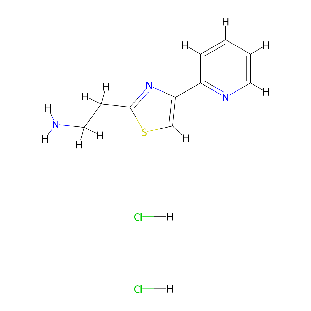 2-[4-(Pyridin-2-yl)-1,3-thiazol-2-yl]ethan-1-amine dihydrochloride molecular structure, CAS 1308650-39-6