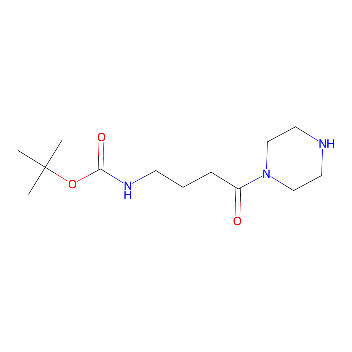 tert-butyl N-[4-oxo-4-(piperazin-1-yl)butyl]carbamate molecular structure, CAS 1308650-47-6