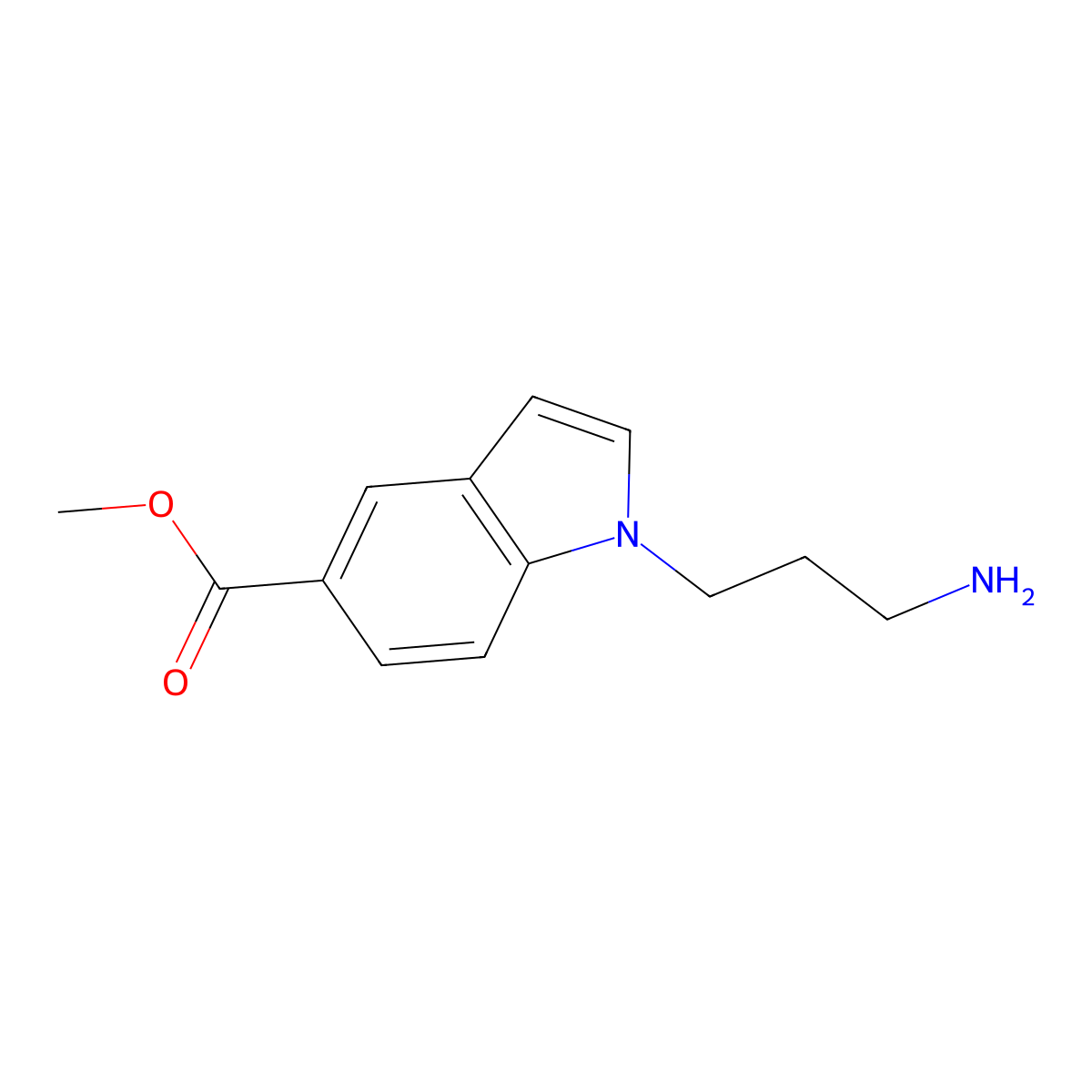 methyl 1-(3-aminopropyl)-1H-indole-5-carboxylate molecular structure, CAS 1308650-59-0