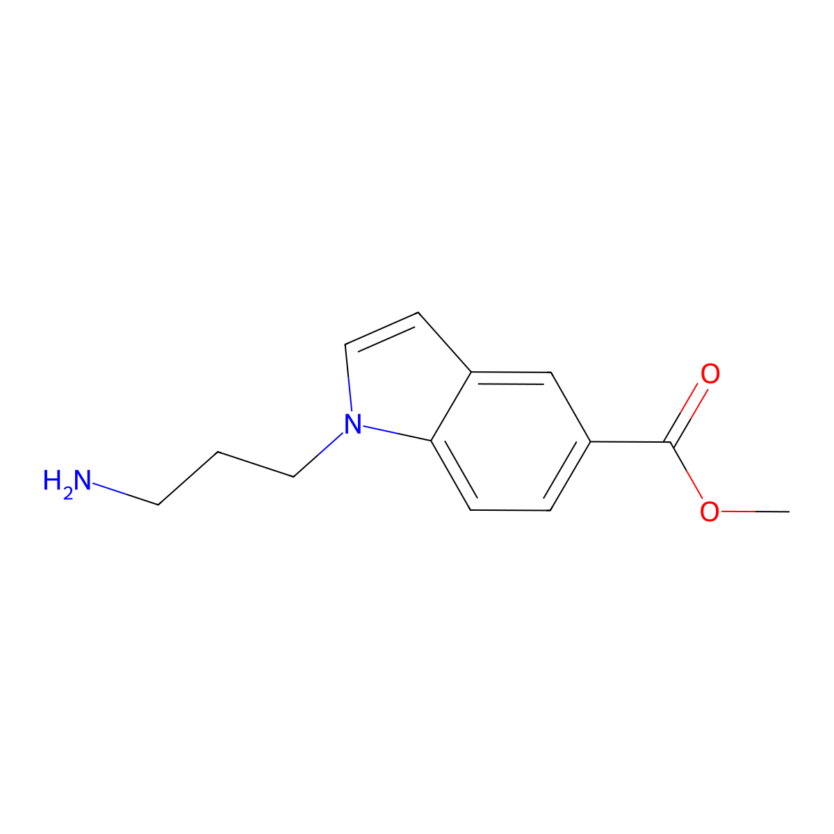 methyl 1-(3-aminopropyl)-1H-indole-5-carboxylate molecular structure, CAS 1308650-59-0