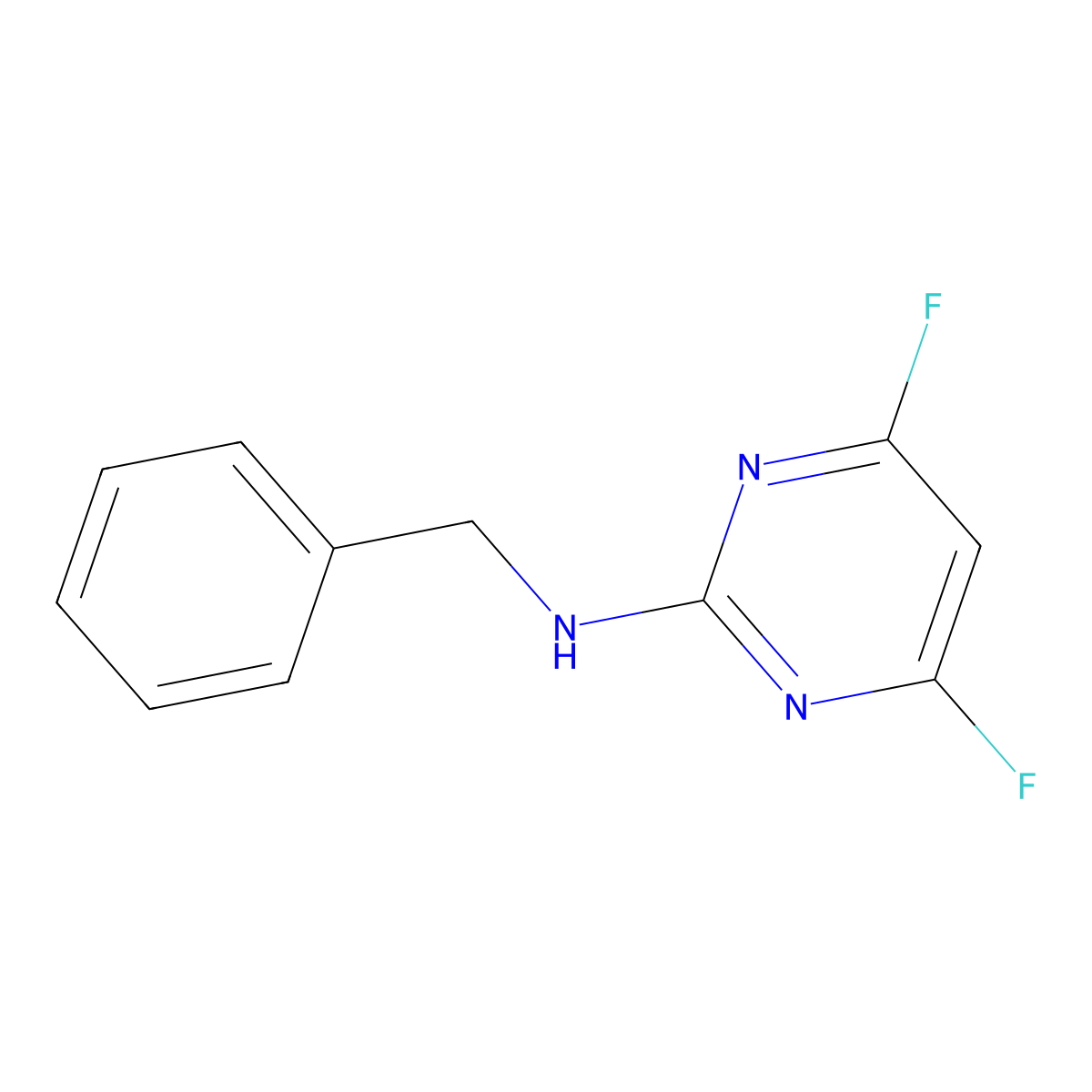 N-benzyl-4,6-difluoropyrimidin-2-amine molecular structure, CAS 130866-84-1