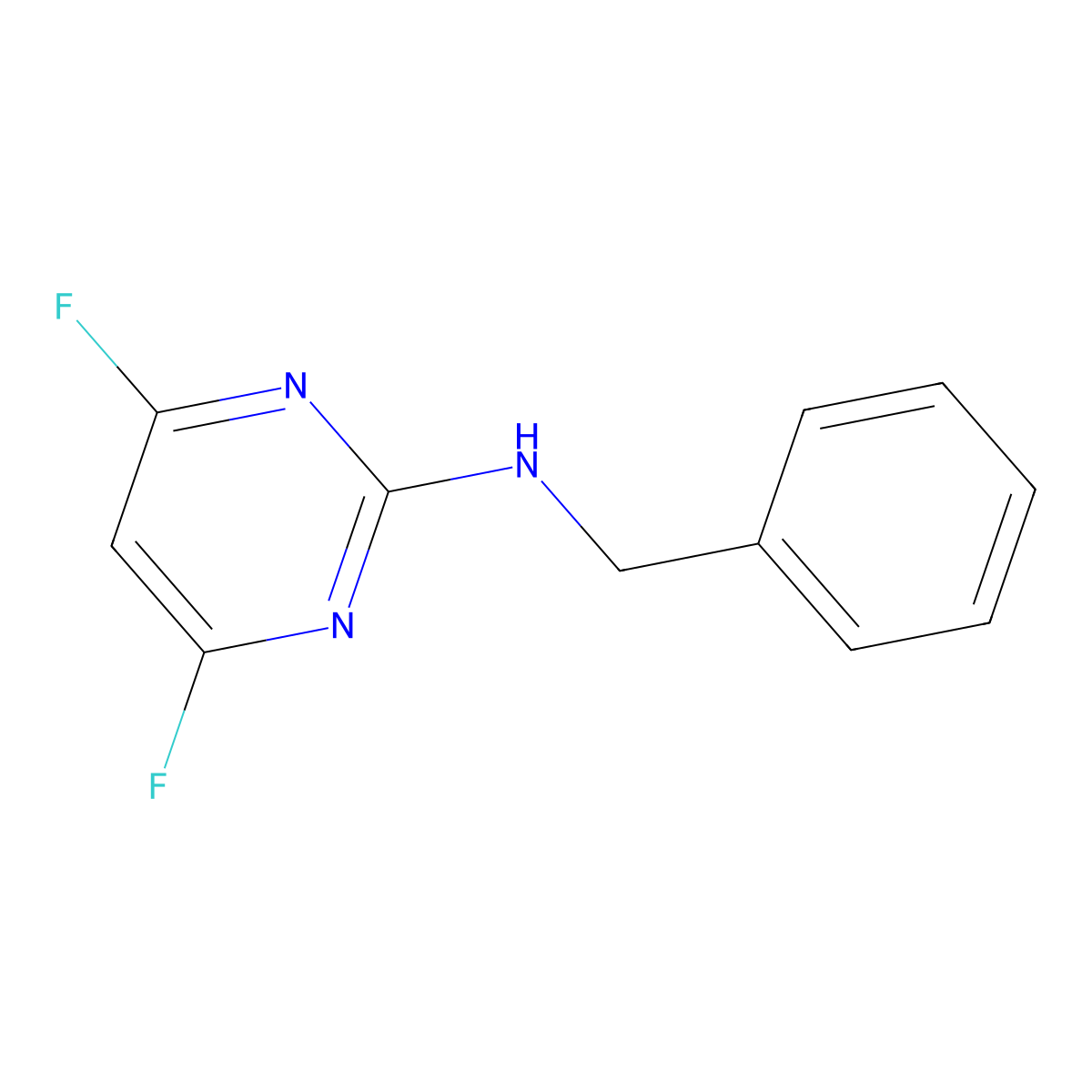 N-benzyl-4,6-difluoropyrimidin-2-amine molecular structure, CAS 130866-84-1