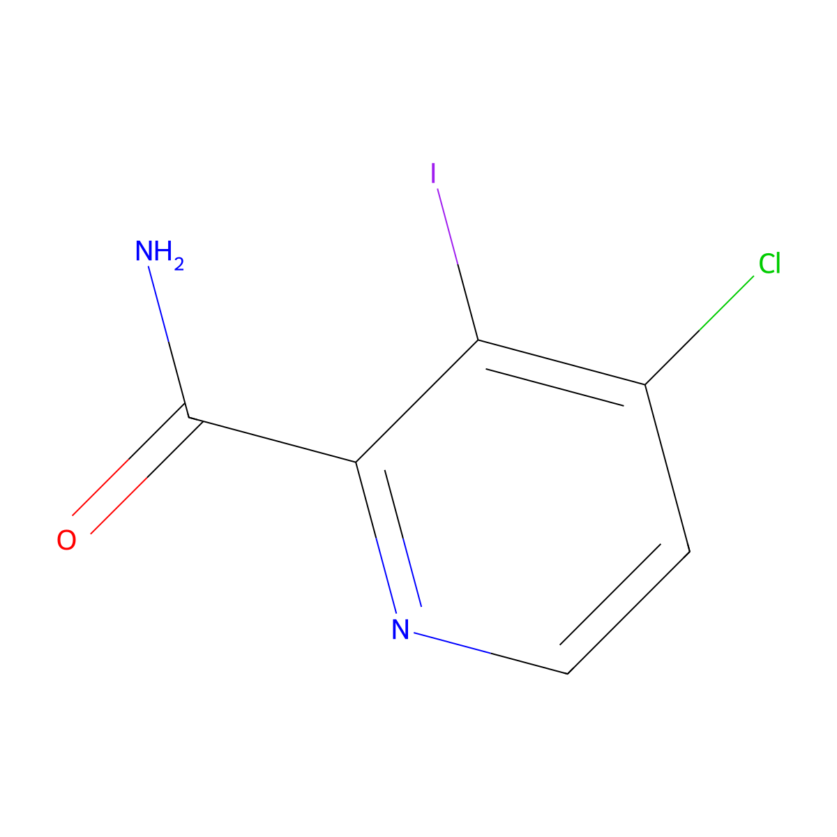 4-Chloro-3-iodopyridine-2-carboxamide molecular structure, CAS 1308661-12-2