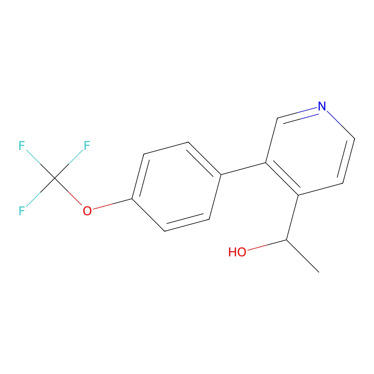1-(3-(4-(Trifluoromethoxy)phenyl)pyridin-4-yl)ethanol molecular structure, CAS 1308669-58-0