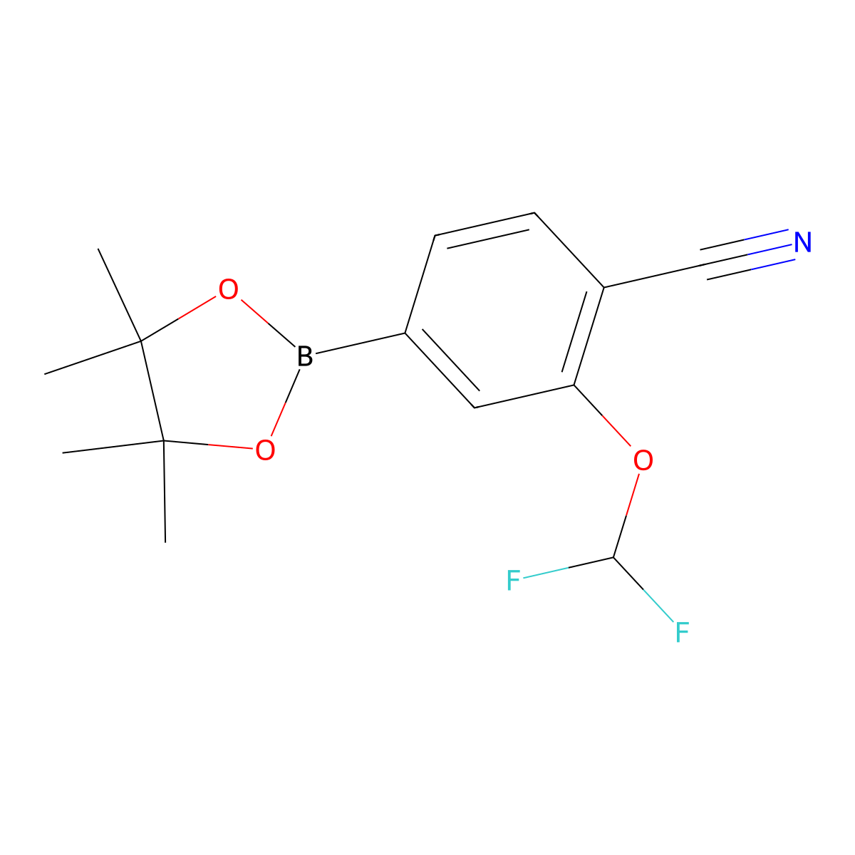 2-(Difluoromethoxy)-4-(4,4,5,5-tetramethyl-1,3,2-dioxaborolan-2-yl)benzonitrile molecular structure, CAS 1308669-92-2