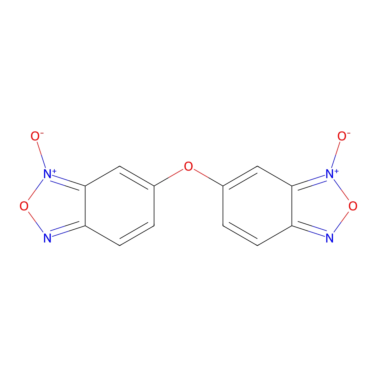 6-[(3-Oxido-2,1,3-benzoxadiazol-3-ium-5-yl)oxy]-2,1,3-benzoxadiazol-1-ium-1-olate molecular structure, CAS 13087-13-3