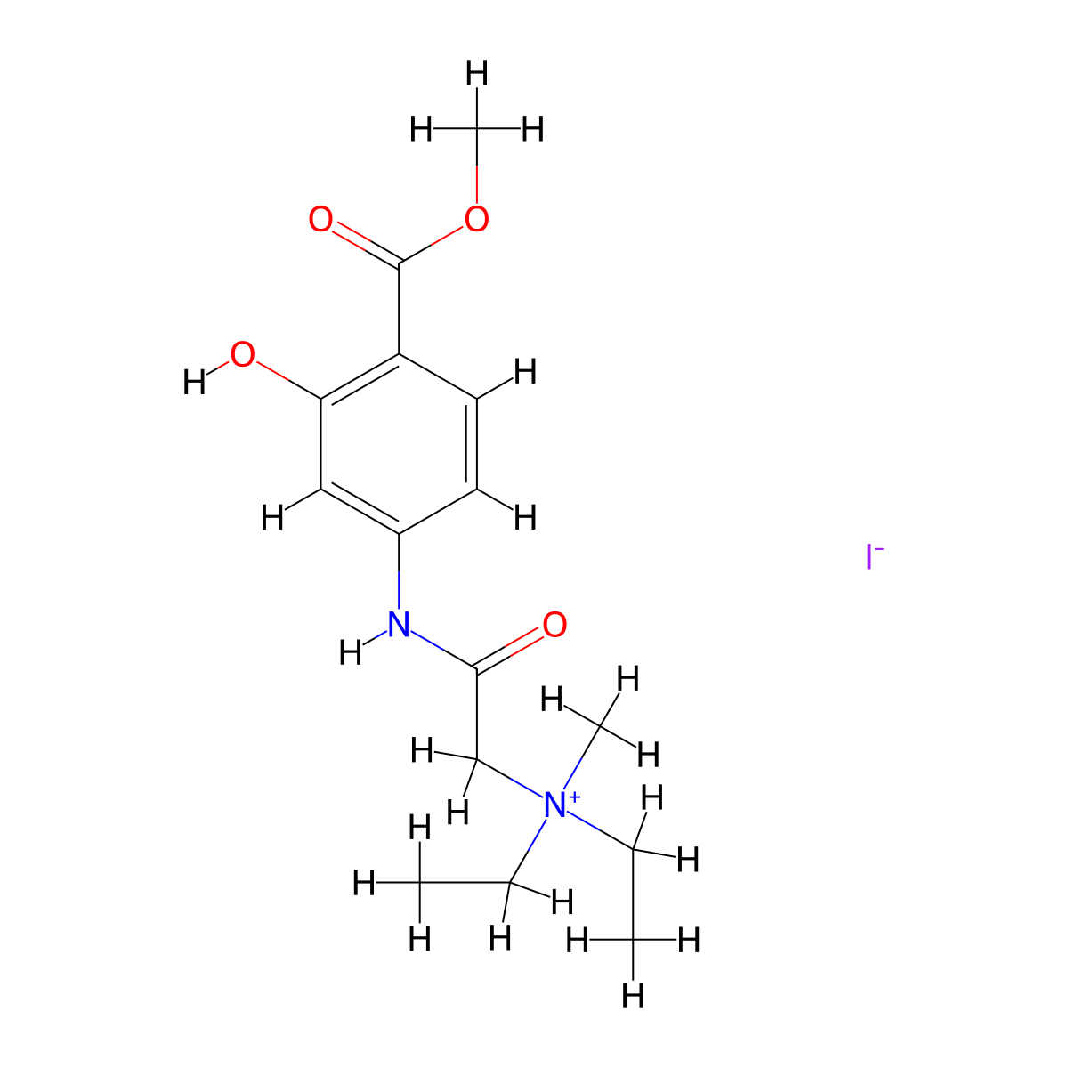 Ammonium, (4-carboxy-3-hydroxycarbanilinomethyl)diethylmethyl-, iodide, methyl ester molecular structure, CAS 13087-46-2