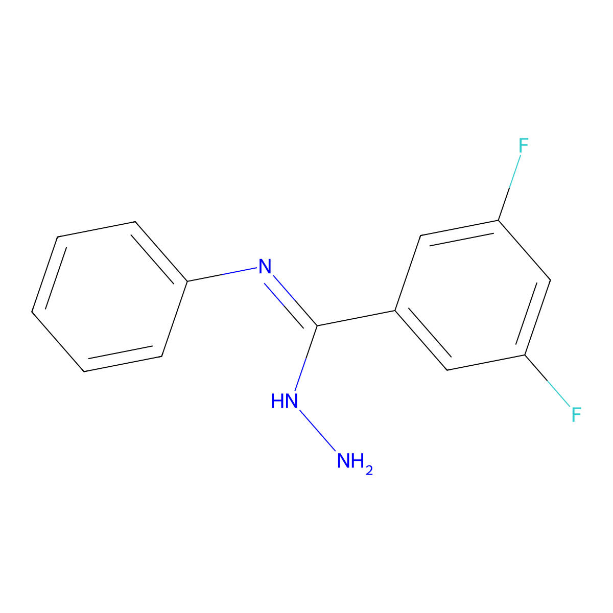 N'-amino-3,5-difluoro-N-phenylbenzene-1-carboximidamide molecular structure, CAS 1308703-50-5