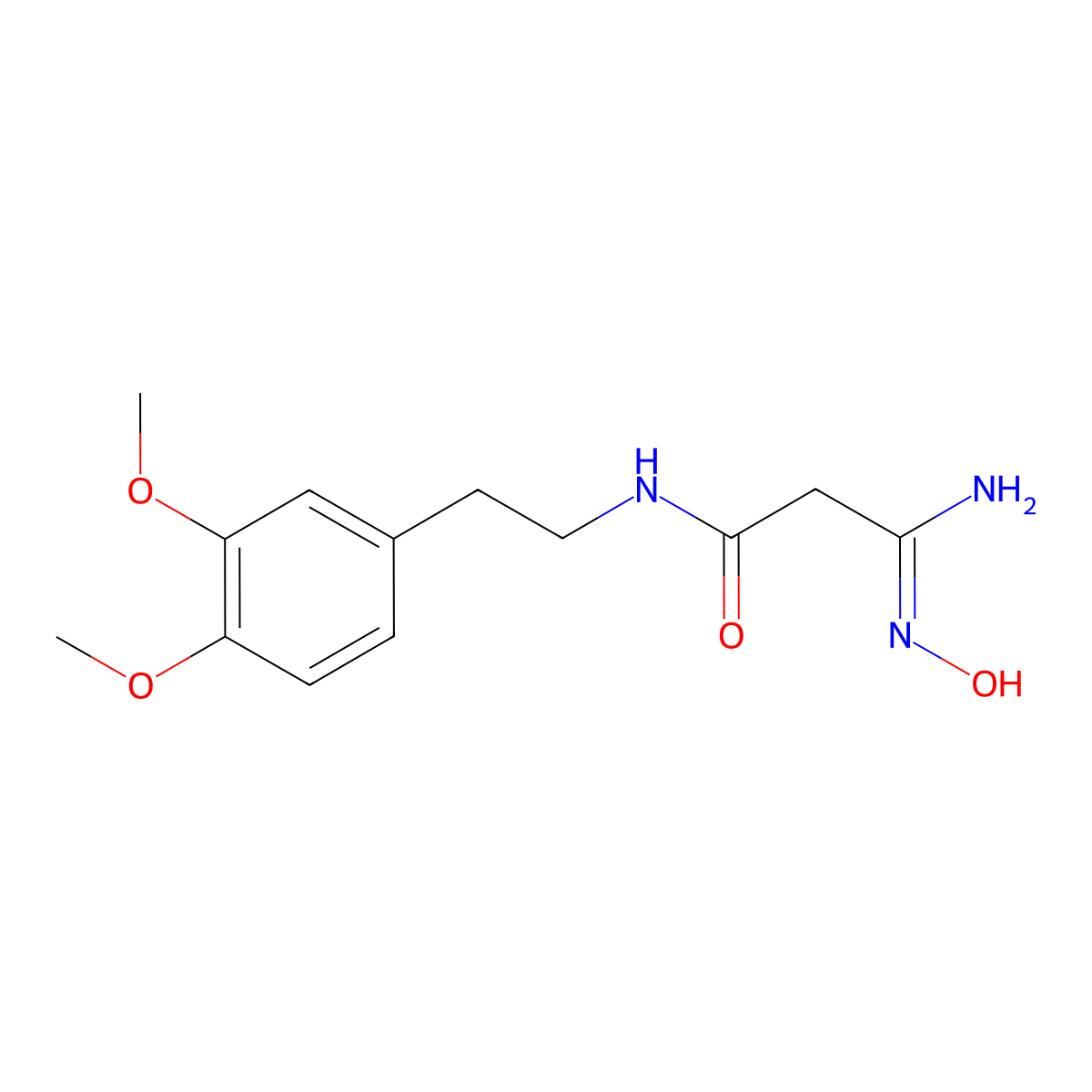 3-amino-N-[2-(3,4-dimethoxyphenyl)ethyl]-3-hydroxyiminopropanamide molecular structure, CAS 1308764-01-3