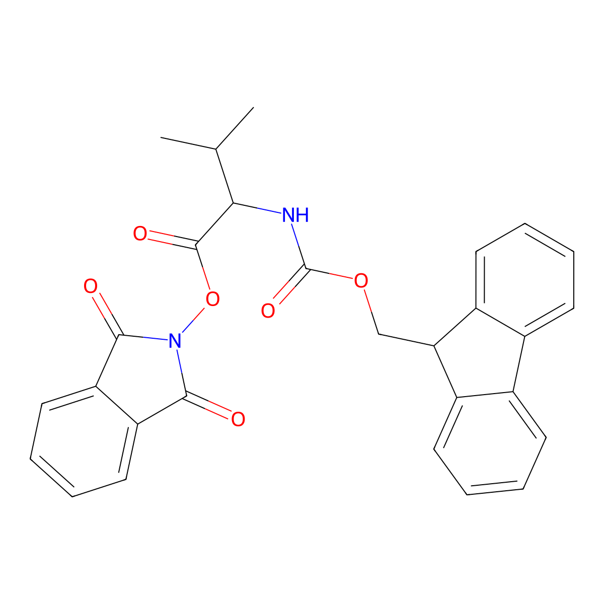 1,3-dioxo-2,3-dihydro-1H-isoindol-2-yl (2S)-2-({[(9H-fluoren-9-yl)methoxy]carbonyl}amino)-3-methylbutanoate molecular structure, CAS 130878-62-5