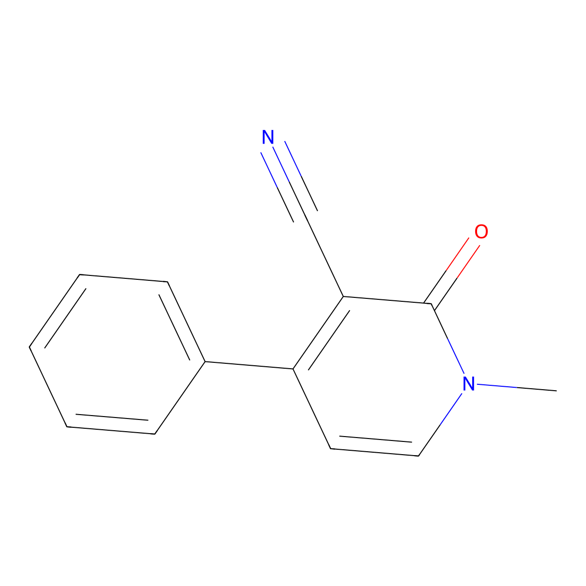 1-Methyl-2-oxo-4-phenyl-1,2-dihydro-3-pyridinecarbonitrile molecular structure, CAS 130879-53-7