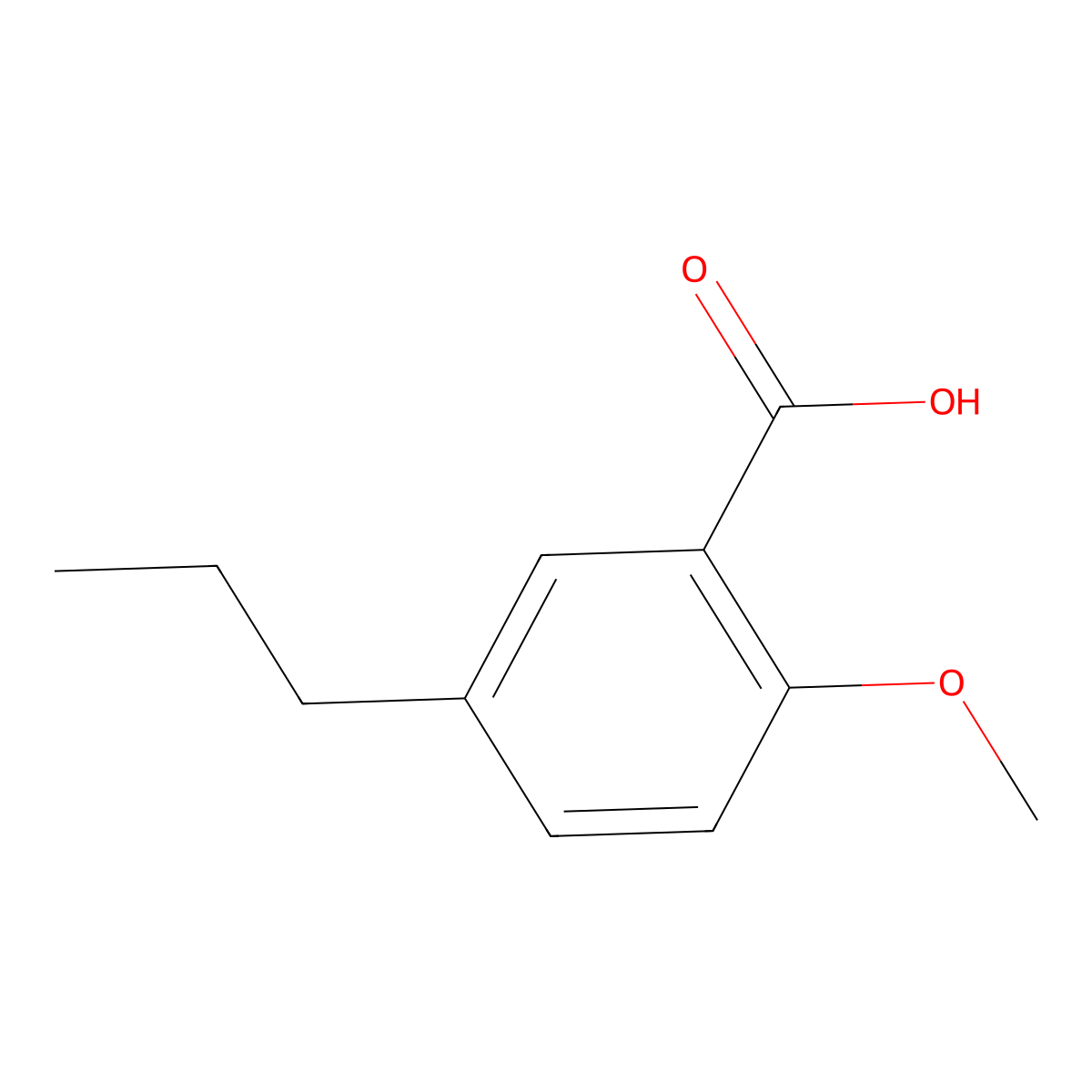 2-Methoxy-5-propylbenzoic acid molecular structure, CAS 130880-58-9