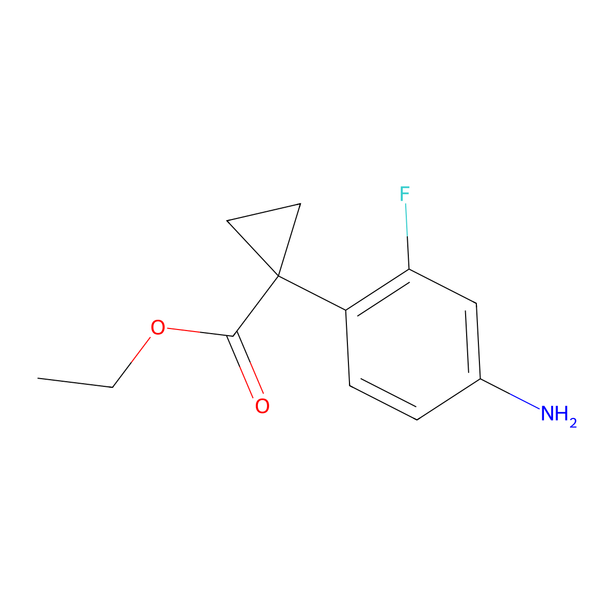 Ethyl 1-(4-amino-2-fluorophenyl)cyclopropane-1-carboxylate molecular structure, CAS 1308815-26-0