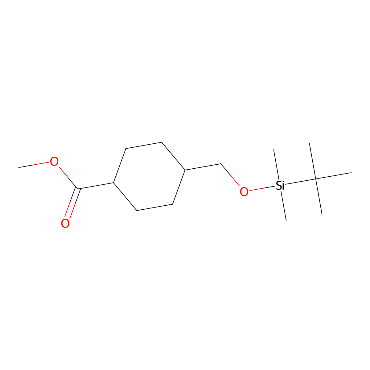 4-[[[(1,1-Dimethylethyl)dimethylsilyl]oxy]methyl]-cyclohexanecarboxylic acid methyl ester molecular structure, CAS 1308837-69-5