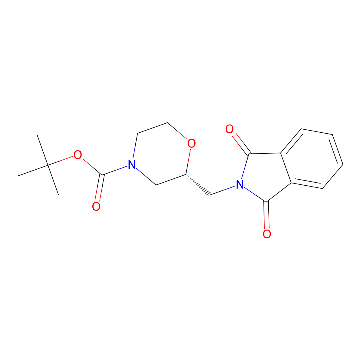 (R)-tert-butyl 2-((1,3-dioxoisoindolin-2-yl)methyl)morpholine-4-carboxylate molecular structure, CAS 1308849-93-5