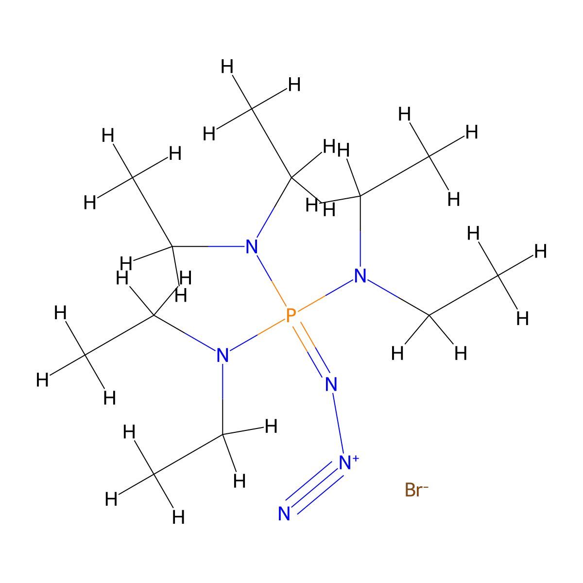 Azidotris(diethylamino)phosphonium bromide molecular structure, CAS 130888-29-8