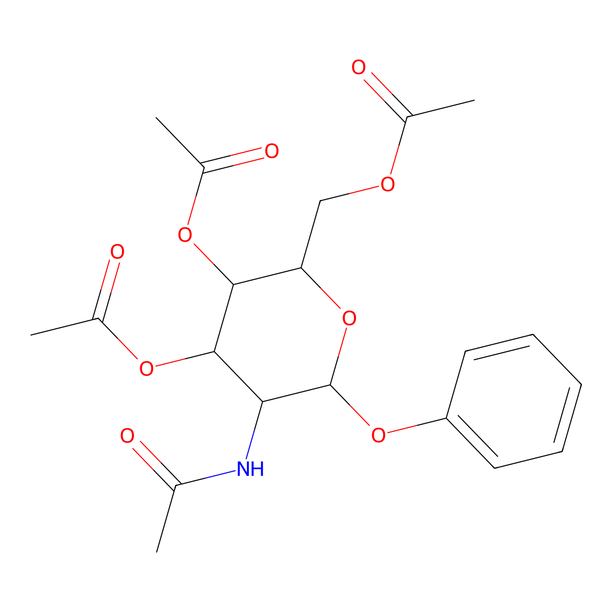 Phenyl 2-acetamido-3,4,6-tri-O-acetyl-2-deoxy-beta-D-glucopyranoside molecular structure, CAS 13089-21-9