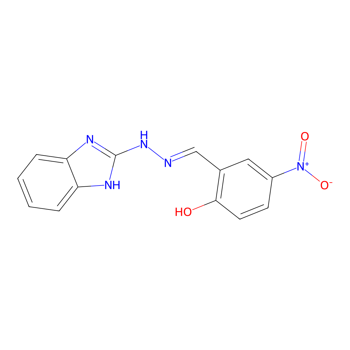 2-Hydroxy-5-nitrobenzaldehyde 2-(1H-benzimidazol-2-yl)hydrazone molecular structure, CAS 130890-80-1