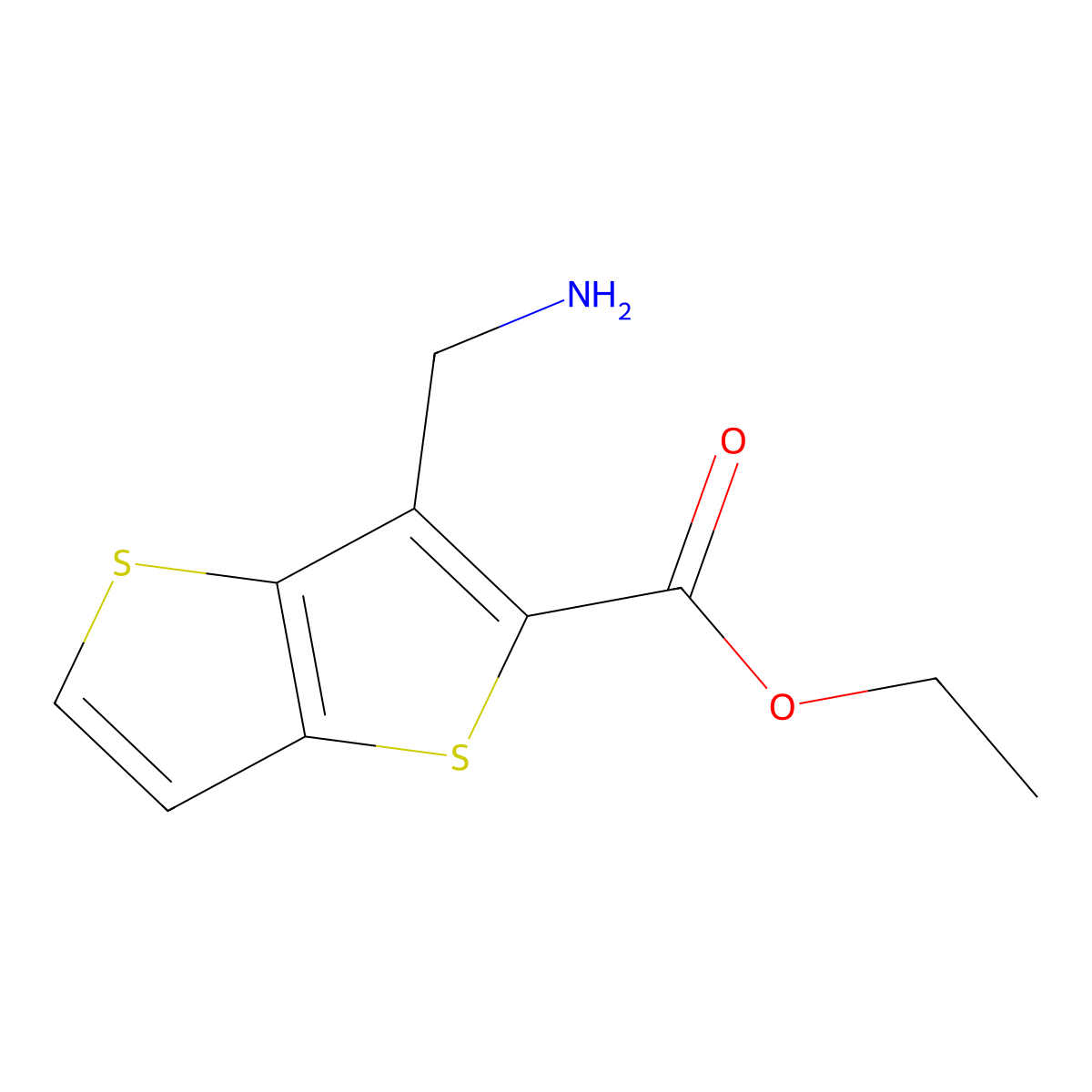Ethyl 3-(aminomethyl)thieno[3,2-b]thiophene-2-carboxylate molecular structure, CAS 1308910-95-3