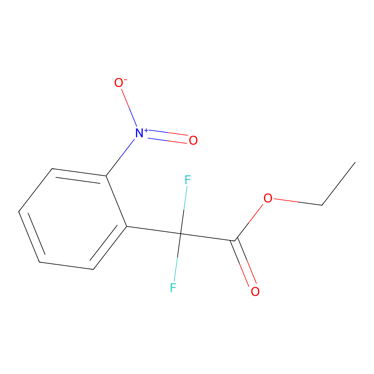 Ethyl 2,2-difluoro-2-(2-nitrophenyl)acetate molecular structure, CAS 1308915-12-9