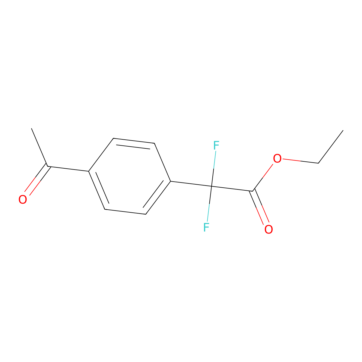 Ethyl 2-(4-acetylphenyl)-2,2-difluoroacetate molecular structure, CAS 1308915-15-2