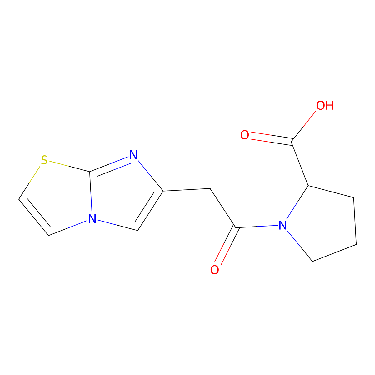 1-(2-(Imidazo(2,1-b)(1,3)thiazol-6-yl)acetyl)pyrrolidine-2-carboxylic acid molecular structure, CAS 1308921-25-6
