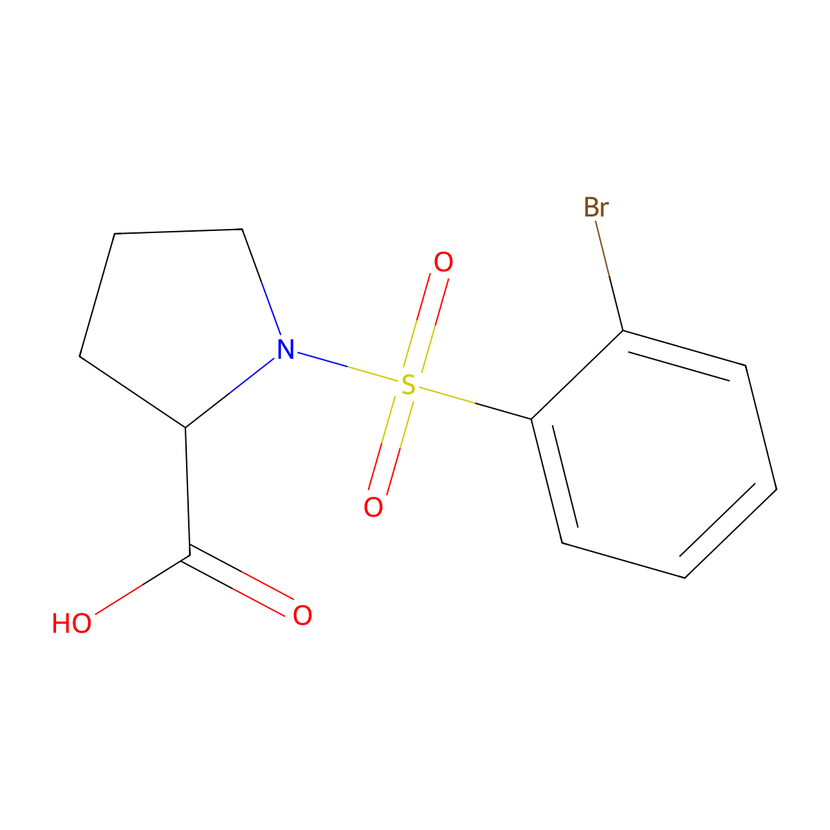 (S)-1-((2-Bromophenyl)sulfonyl)pyrrolidine-2-carboxylic acid molecular structure, CAS 1308922-45-3