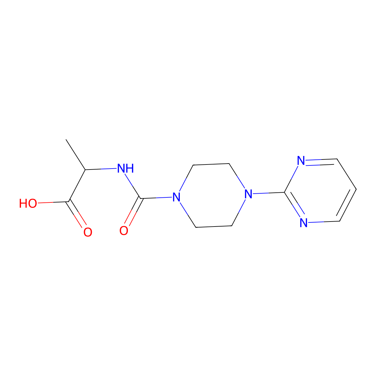 (2S)-2-{[4-(Pyrimidin-2-yl)piperazine-1-carbonyl]amino}propanoic acid molecular structure, CAS 1308935-66-1
