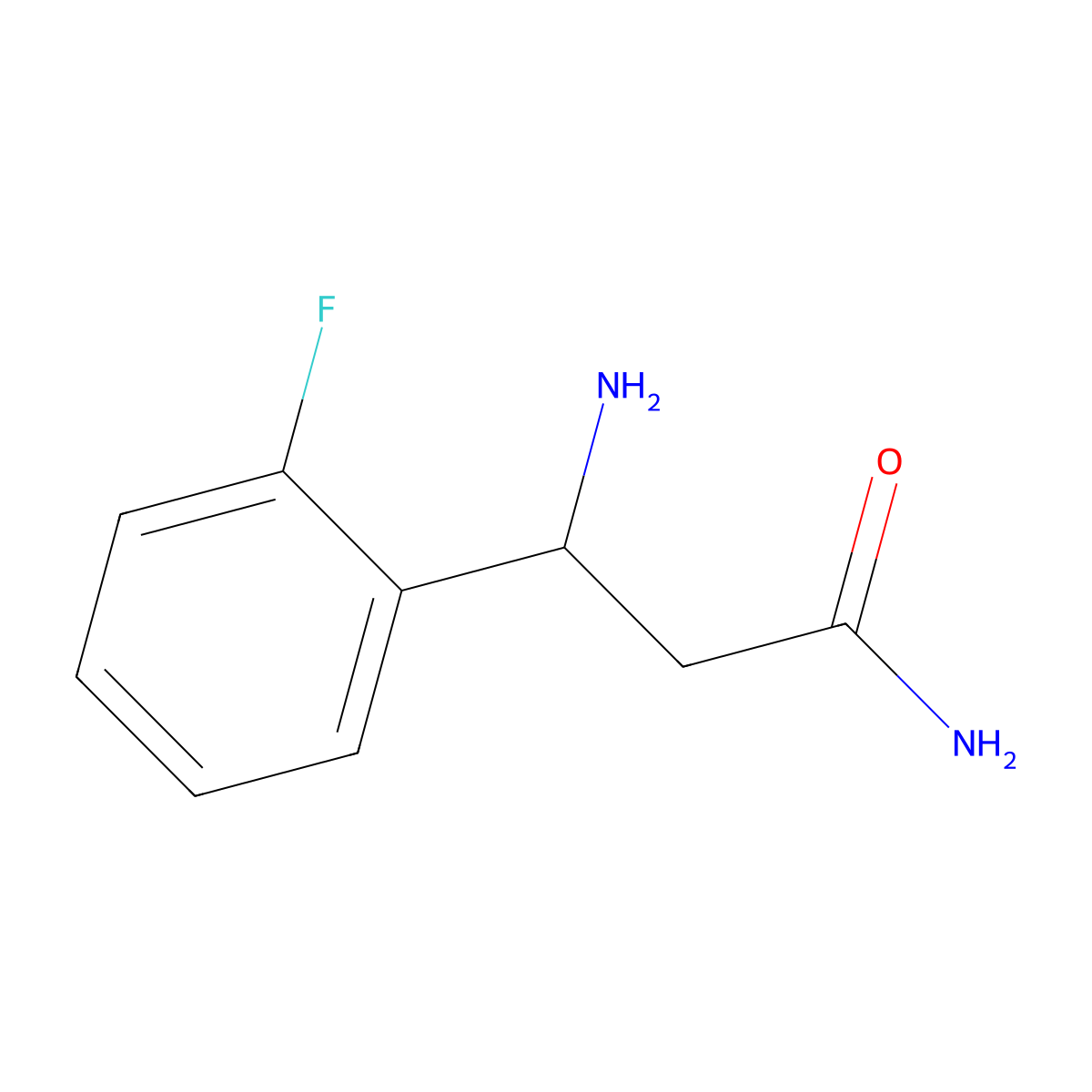 (3R)-3-Amino-3-(2-fluorophenyl)propanamide molecular structure, CAS 1308936-28-8