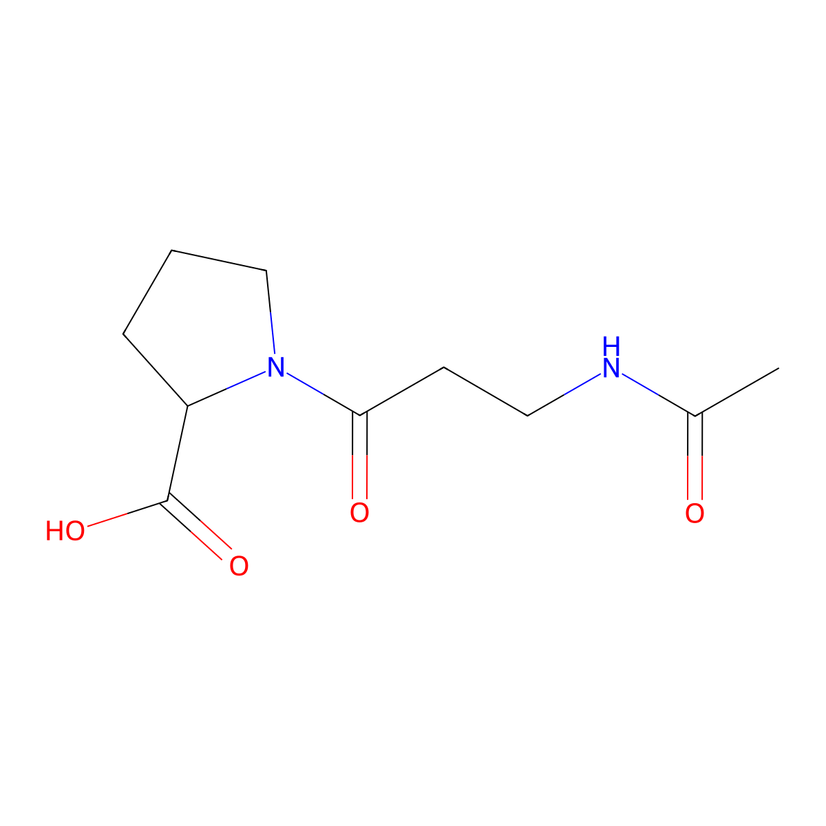 (2S)-1-(3-acetamidopropanoyl)pyrrolidine-2-carboxylic acid molecular structure, CAS 1308948-04-0