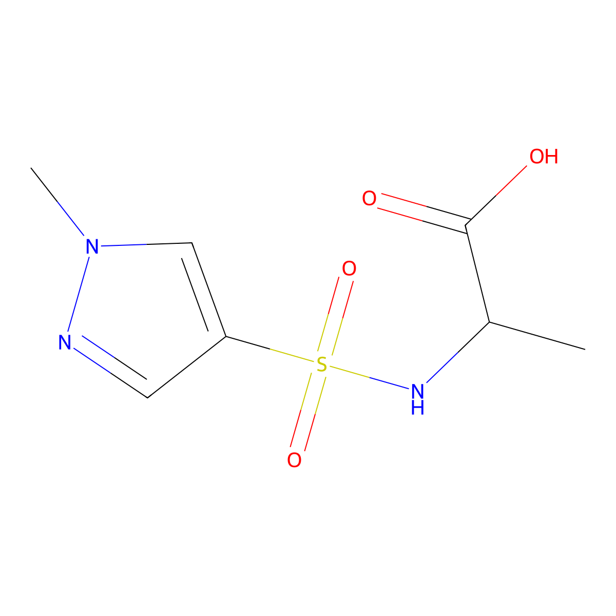 2-(1-methyl-1H-pyrazole-4-sulfonamido)propanoic acid molecular structure, CAS 1308951-64-5