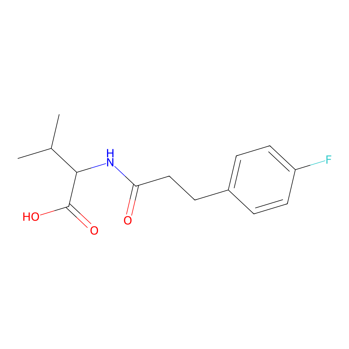 (2S)-2-[3-(4-fluorophenyl)propanamido]-3-methylbutanoic acid molecular structure, CAS 1308952-99-9