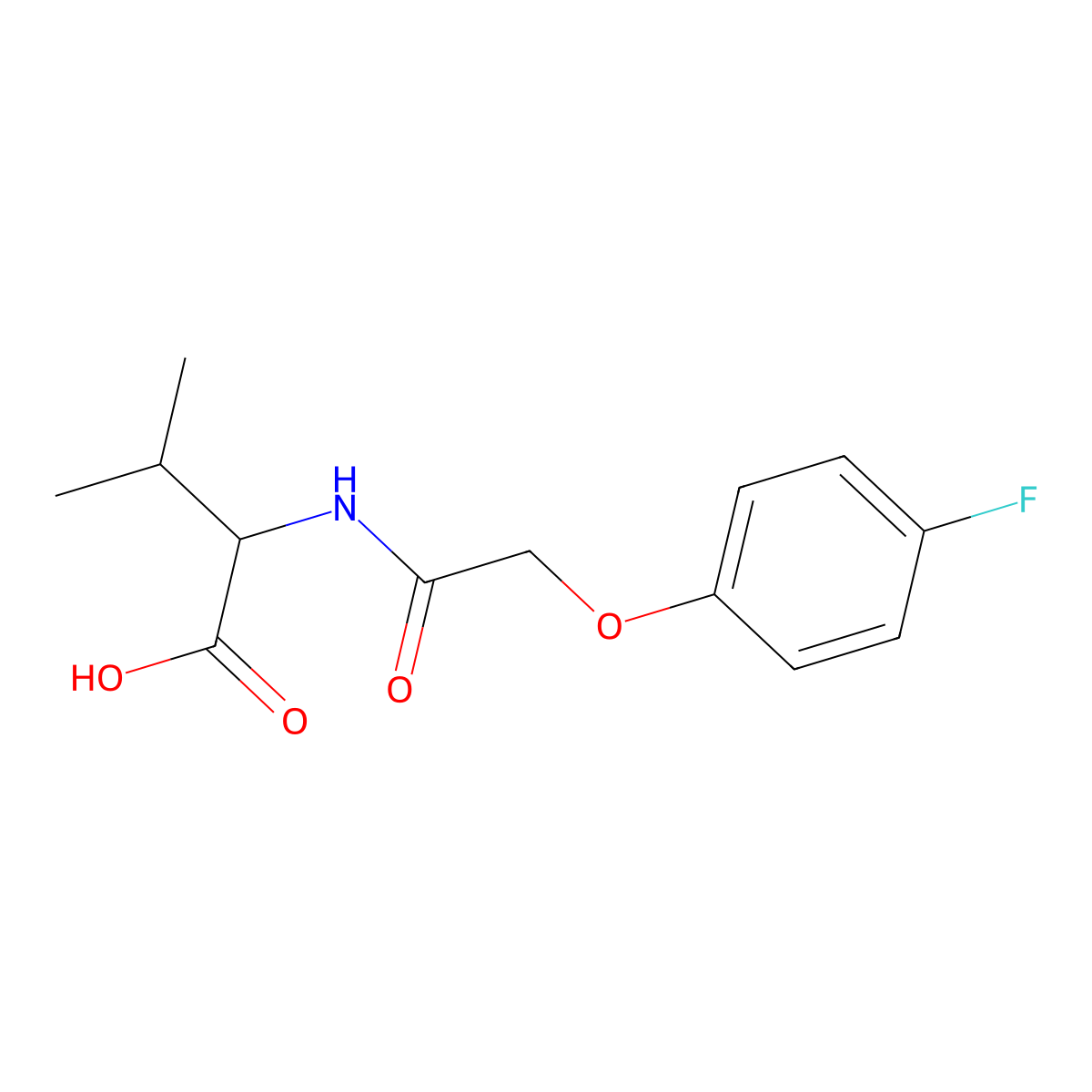 (2S)-2-[2-(4-fluorophenoxy)acetamido]-3-methylbutanoic acid molecular structure, CAS 1308958-04-4