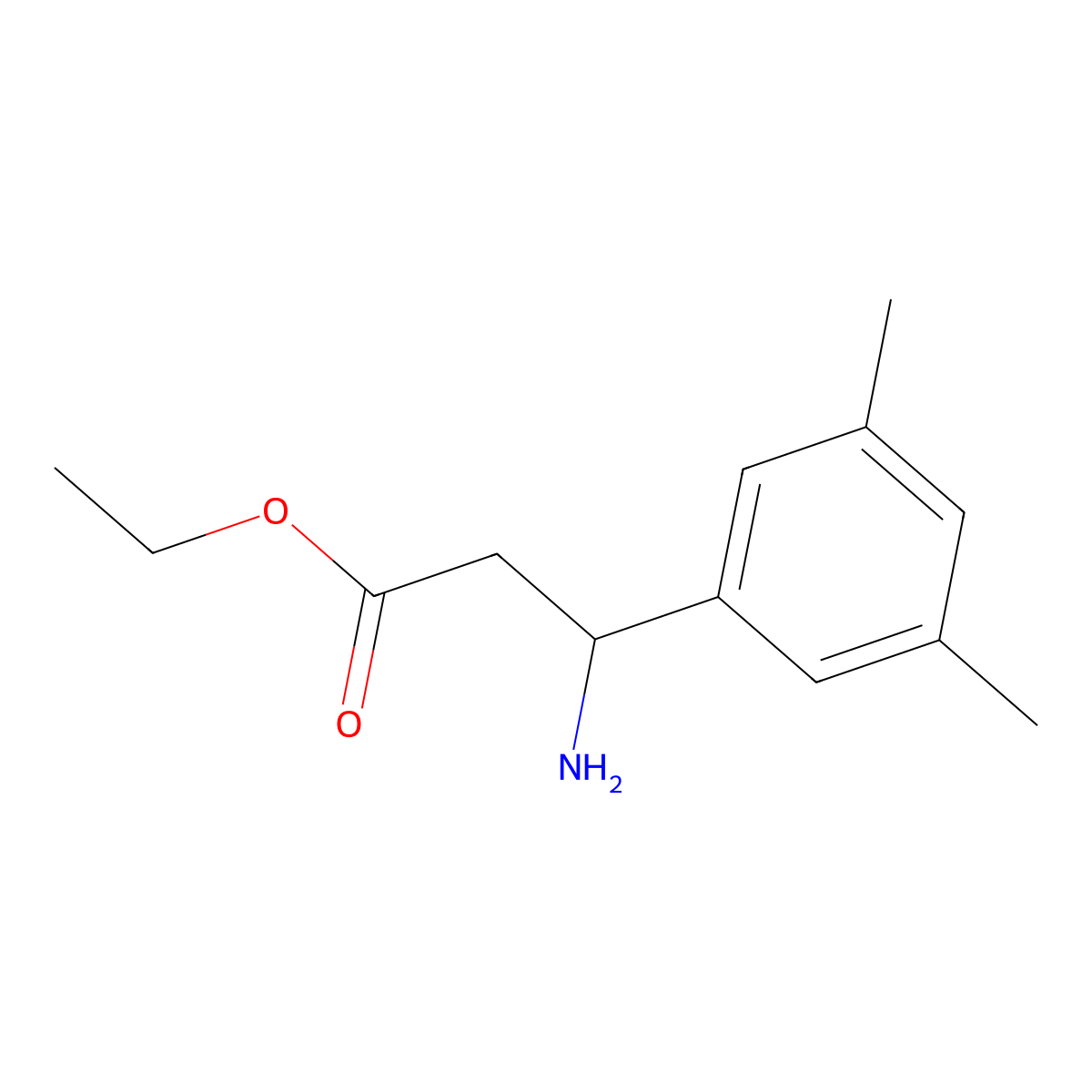 ethyl (3S)-3-amino-3-(3,5-dimethylphenyl)propanoate molecular structure, CAS 1308990-89-7