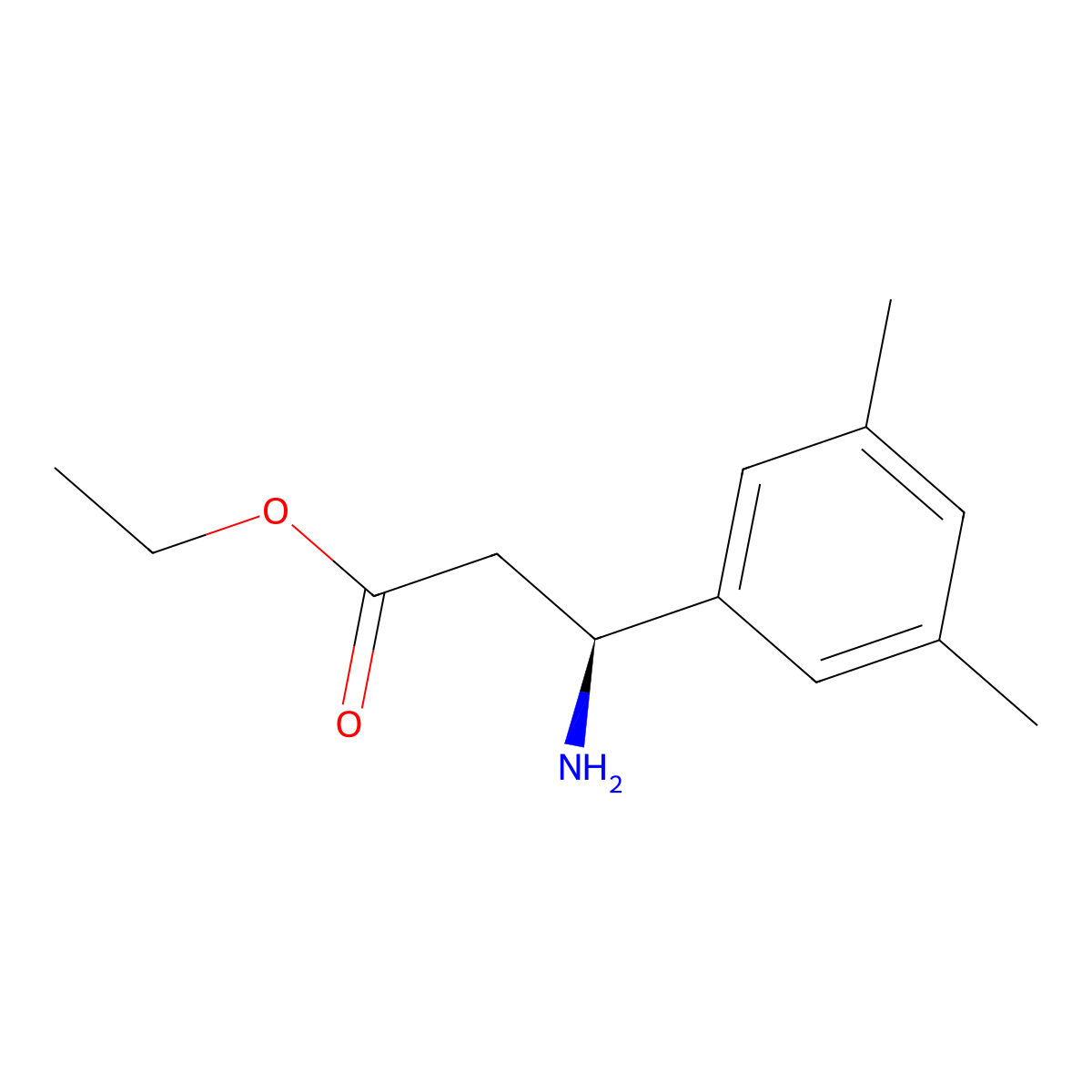 ethyl (3S)-3-amino-3-(3,5-dimethylphenyl)propanoate molecular structure, CAS 1308990-89-7