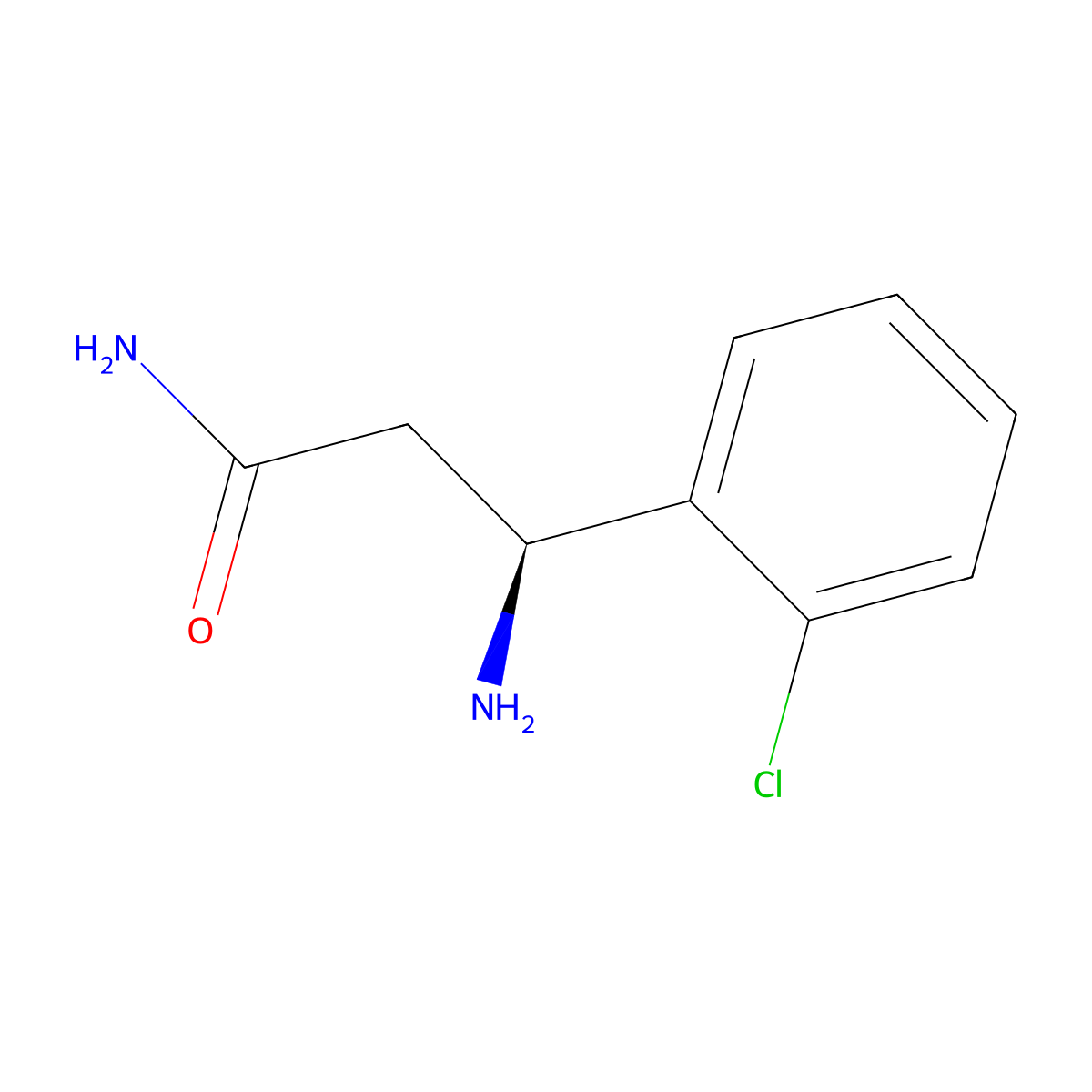 (3S)-3-amino-3-(2-chlorophenyl)propanamide molecular structure, CAS 1308999-39-4