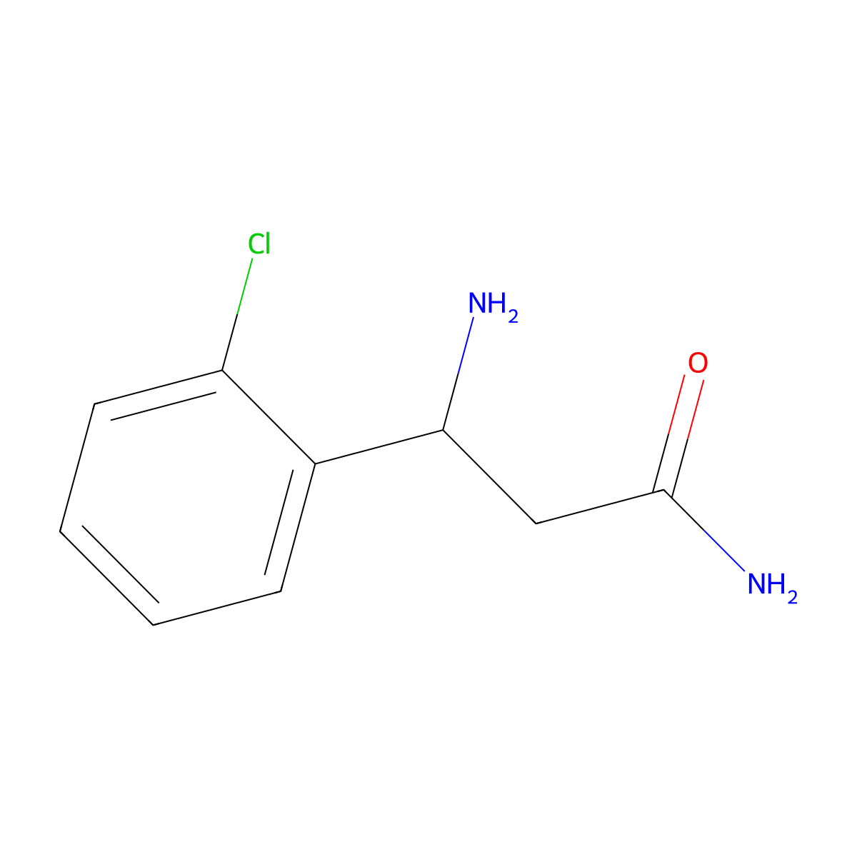(3R)-3-amino-3-(2-chlorophenyl)propanamide molecular structure, CAS 1308999-66-7