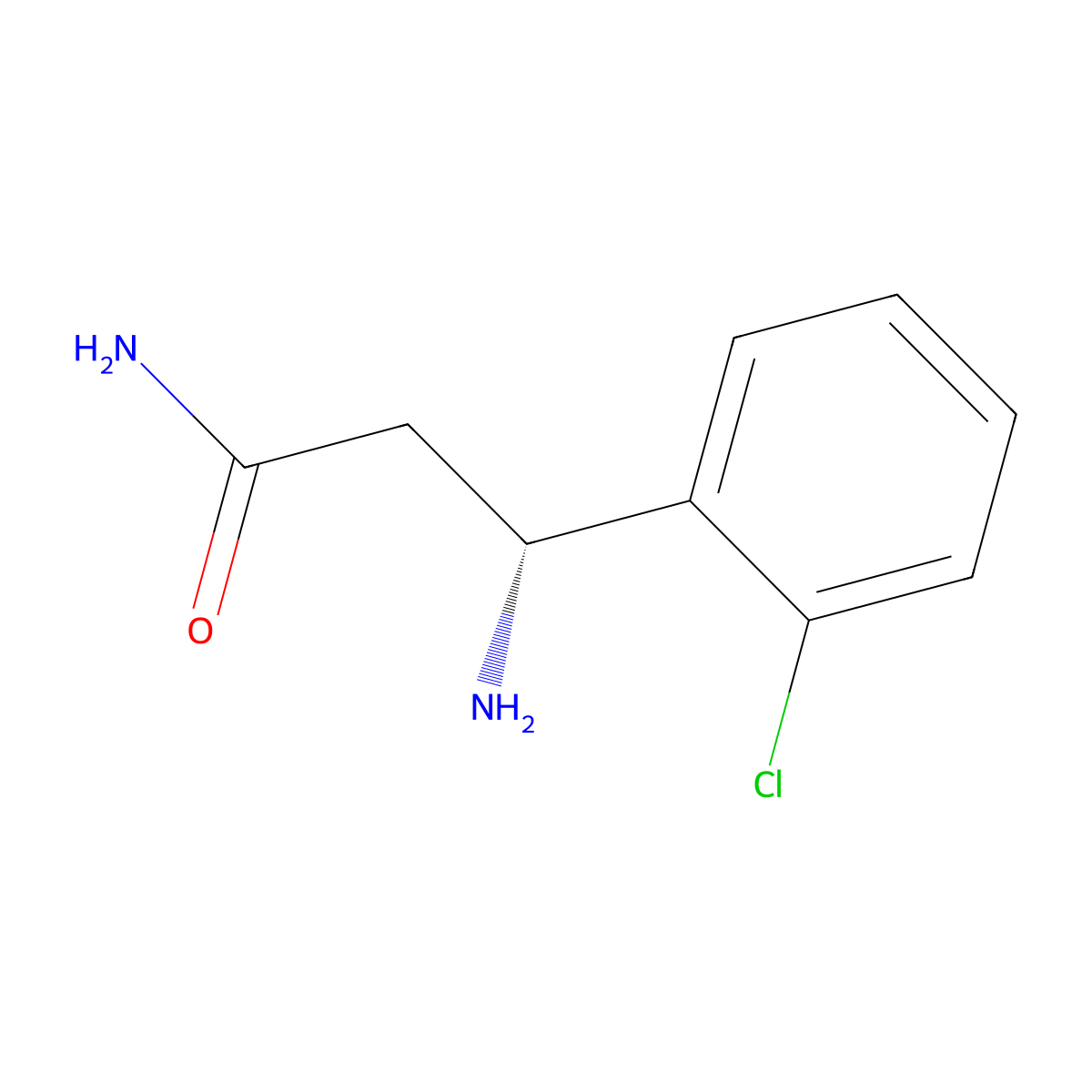 (3R)-3-amino-3-(2-chlorophenyl)propanamide molecular structure, CAS 1308999-66-7