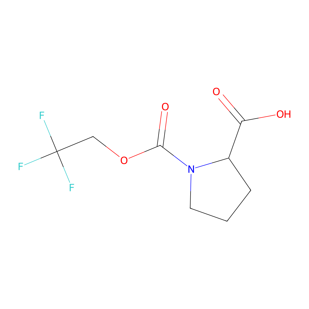 1-[(2,2,2-Trifluoroethoxy)carbonyl]pyrrolidine-2-carboxylic acid molecular structure, CAS 1309020-00-5