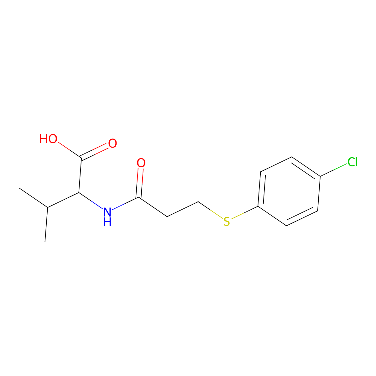 (2S)-2-(3-((4-chlorophenyl)sulfanyl)propanamido)-3-methylbutanoic acid molecular structure, CAS 1309024-21-2