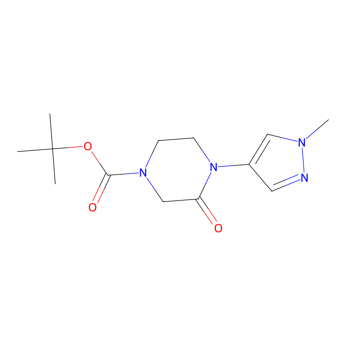 tert-butyl 4-(1-methyl-1H-pyrazol-4-yl)-3-oxopiperazine-1-carboxylate molecular structure, CAS 1309081-43-3