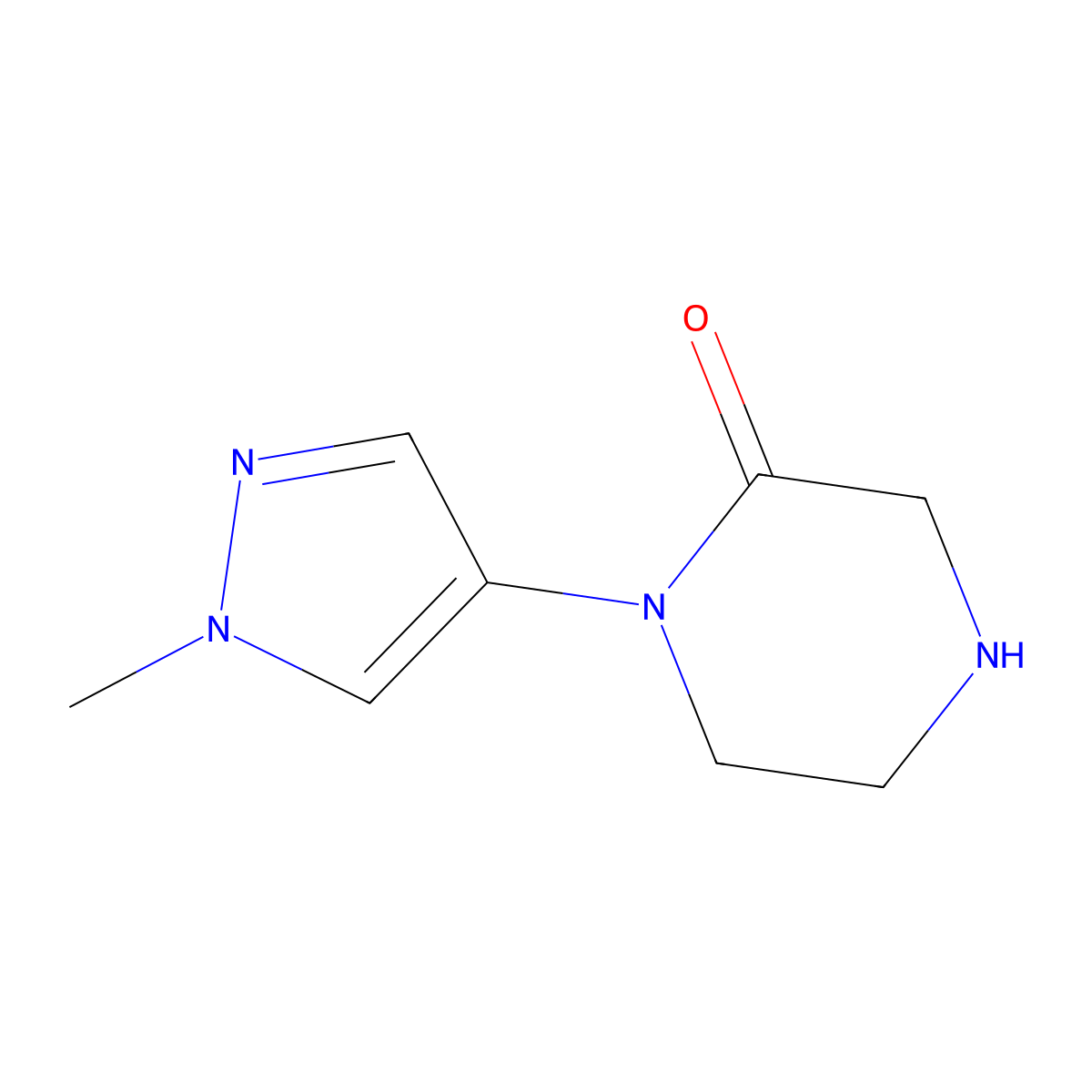 1-(1-Methyl-1H-pyrazol-4-yl)-2-piperazinone molecular structure, CAS 1309081-44-4